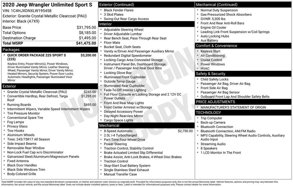2020 Jeep Wrangler Unlimited Sport S