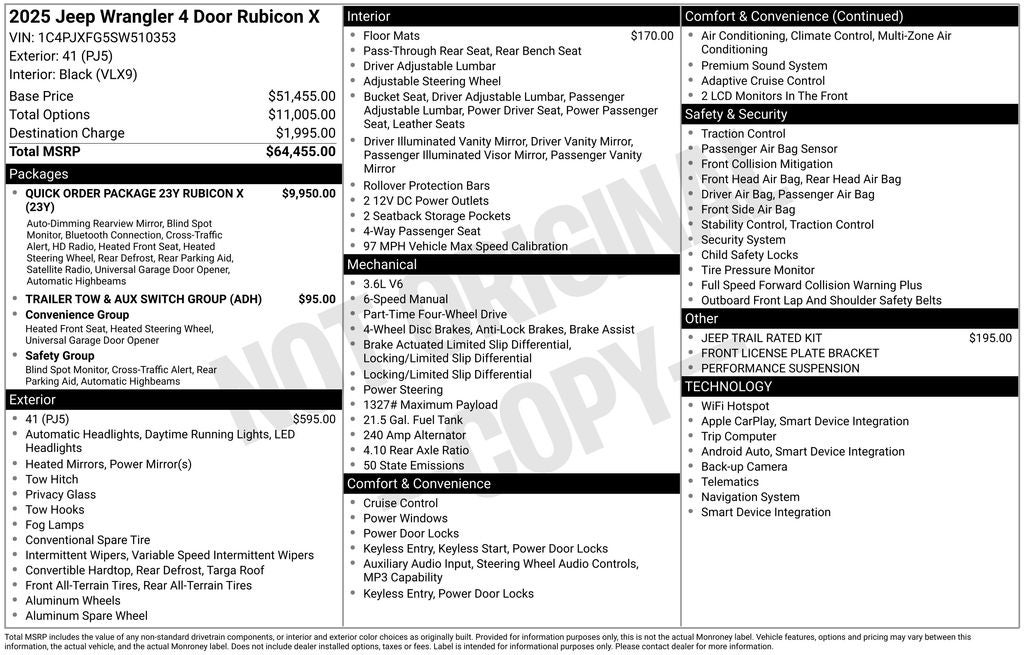 2025 Jeep Wrangler Rubicon X