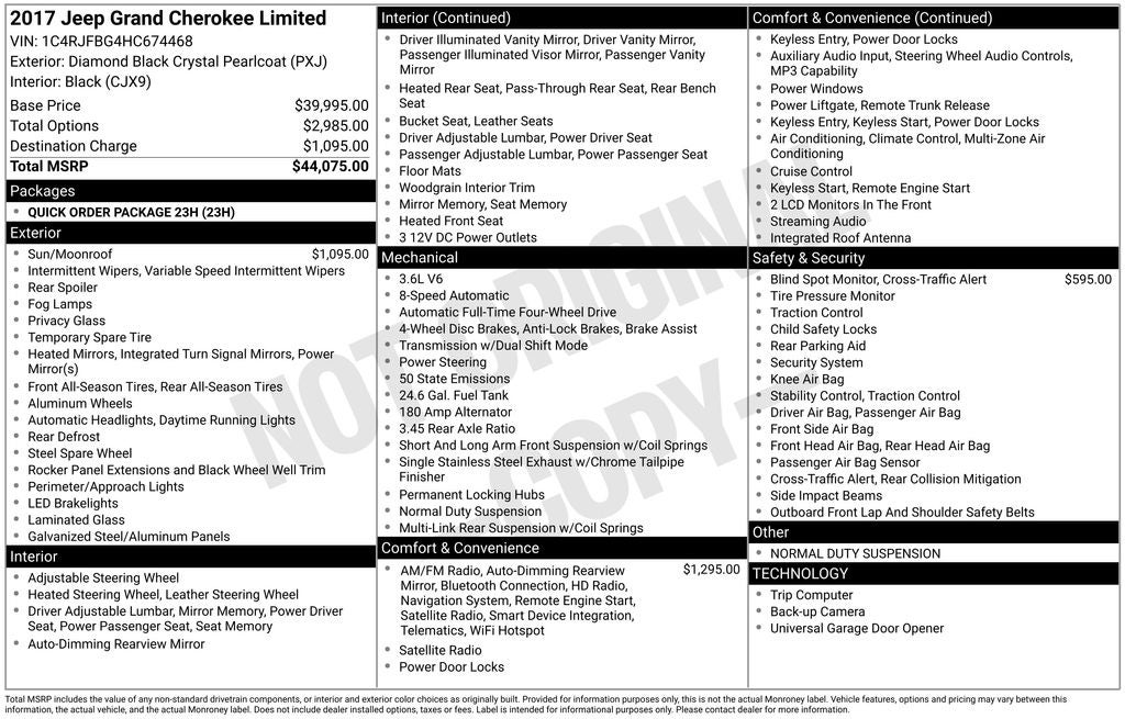 2017 Jeep Grand Cherokee Limited 75th Anniversary Edition