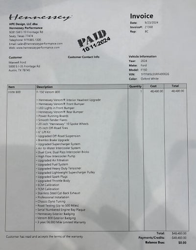 2024 Ford F-150 Lariat HENNESSEY VENOM 800 EDITION