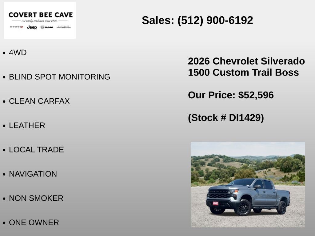 2026 Chevrolet Silverado 1500 Custom Trail Boss