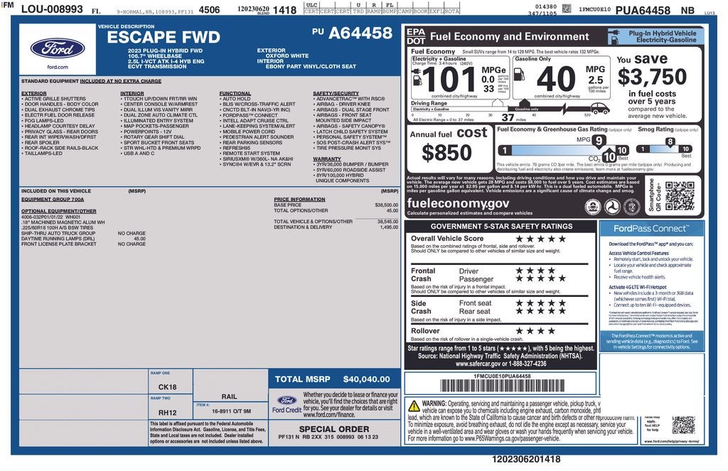 2023 Ford Escape Plug-In Hybrid Base