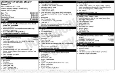 2022 Chevrolet Corvette Stingray 2LT