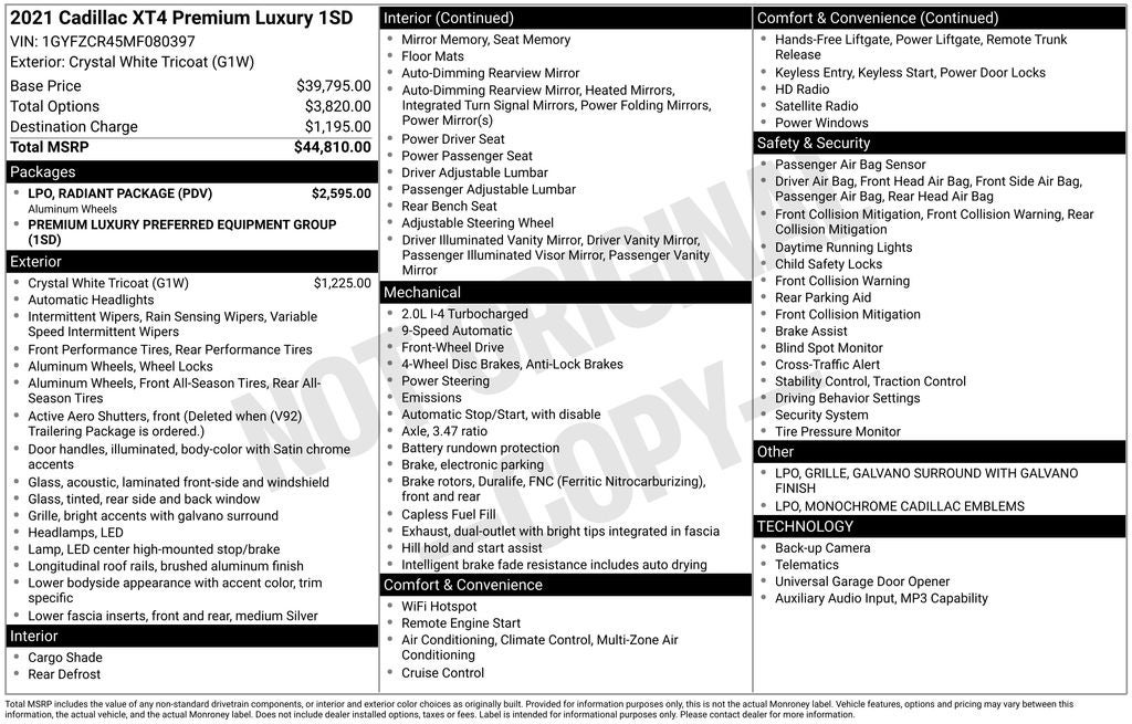 2021 Cadillac XT4 Premium Luxury