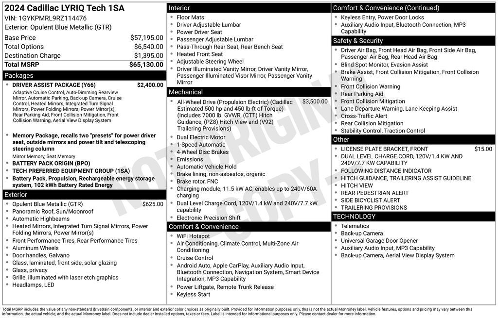 2024 Cadillac LYRIQ Tech
