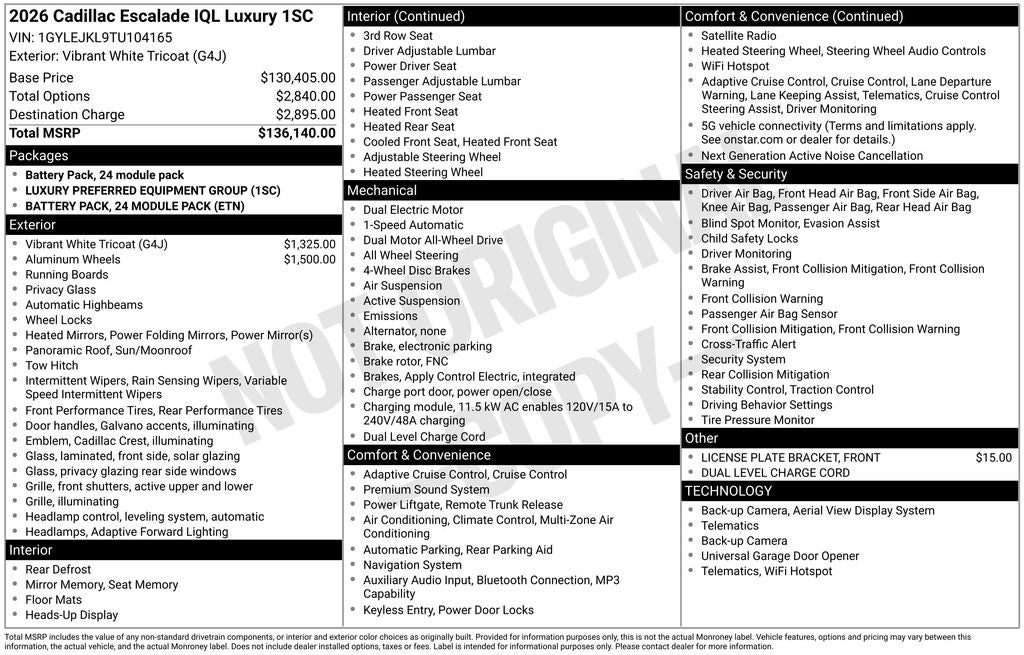 2026 Cadillac ESCALADE IQL Luxury