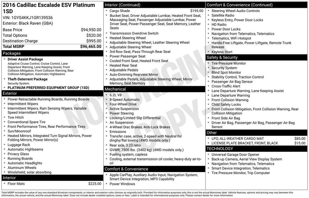 2016 Cadillac Escalade ESV Platinum Edition