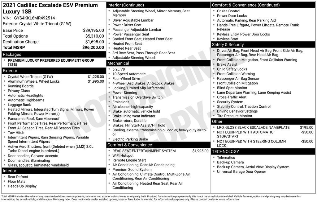 2021 Cadillac Escalade ESV Premium