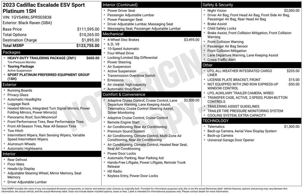 2023 Cadillac Escalade ESV Sport Platinum