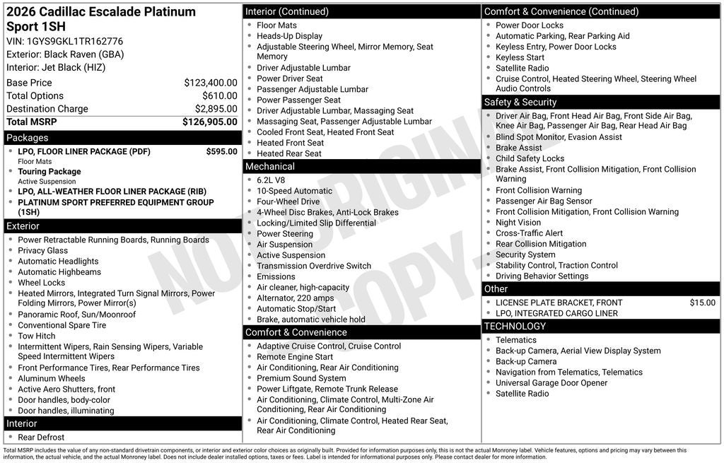 2026 Cadillac Escalade Platinum Sport