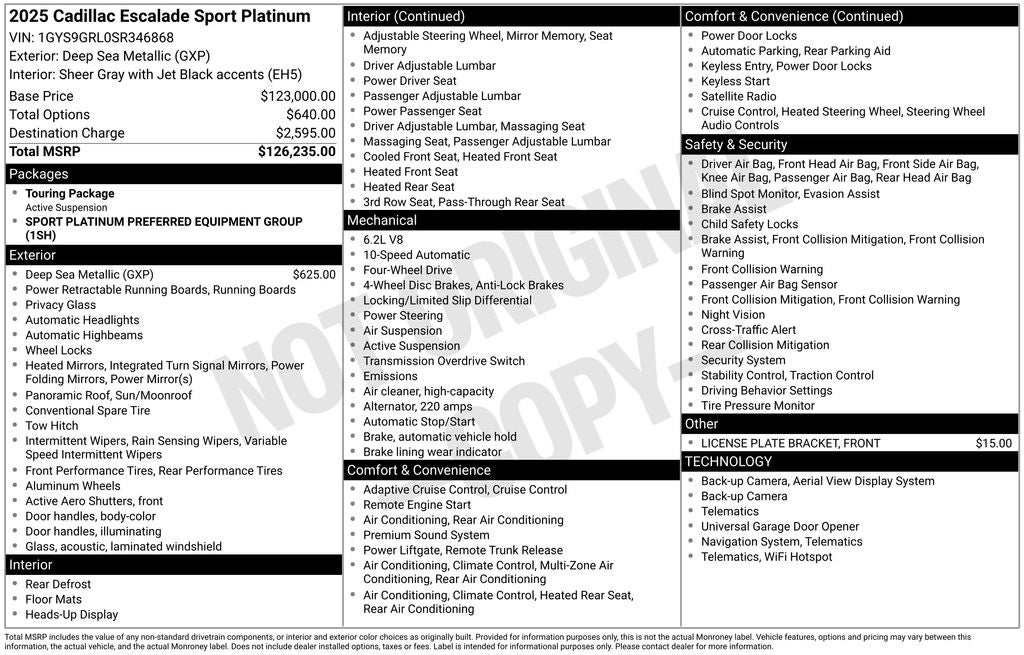 2025 Cadillac Escalade Sport Platinum