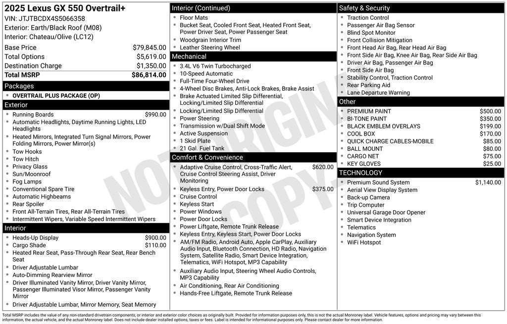 2025 Lexus GX 550 Overtrail+