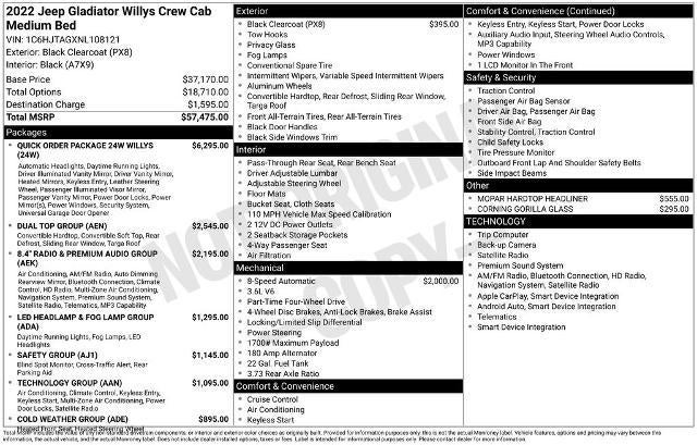 2022 Jeep Gladiator Willys Sport 4x4