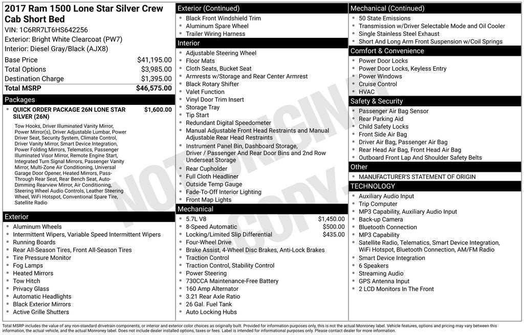 2017 RAM 1500 Lone Star Silver
