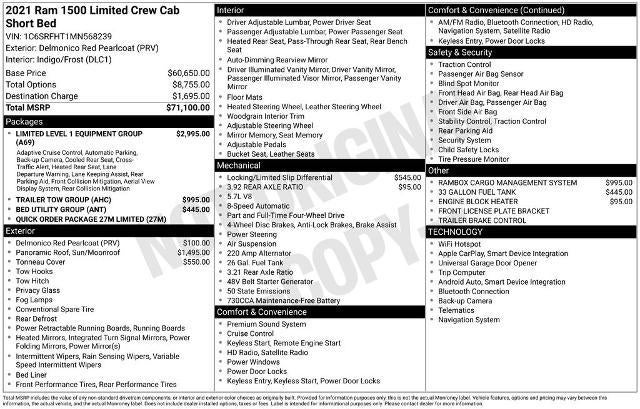 2021 RAM 1500 Limited 4x4 Crew Cab 5'7" Box