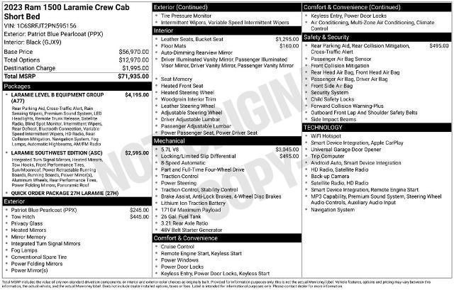 2023 RAM 1500 Laramie 4x4 Crew Cab 5'7" Box