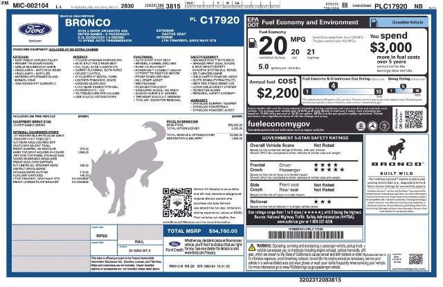 2023 Ford Bronco Outer Banks 4 Door Advanced 4x4