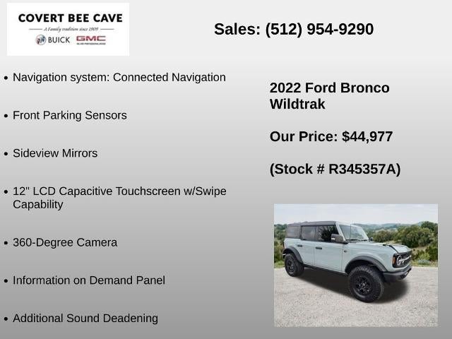 2022 Ford Bronco Wildtrak 4 Door Advanced 4x4