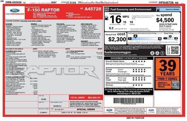 2017 Ford F-150 Raptor 4WD SuperCrew 5.5' Box