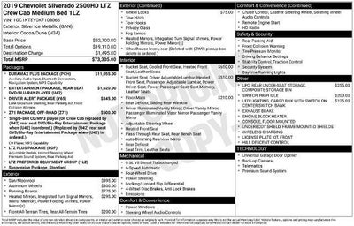 2019 Chevrolet Silverado 2500 HD Crew Cab Standard Box 4-Wheel Drive LTZ