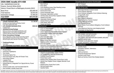 2026 GMC Acadia AT4