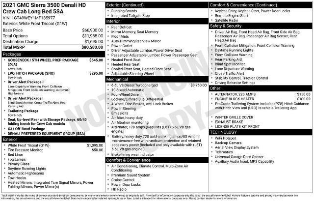 2021 GMC Sierra 3500HD Crew Cab Long Box 4-Wheel Drive Denali