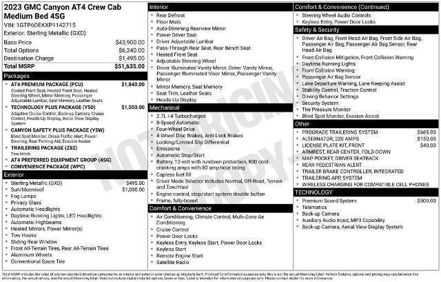 2023 GMC Canyon Crew Cab Short Box 4-Wheel Drive AT4