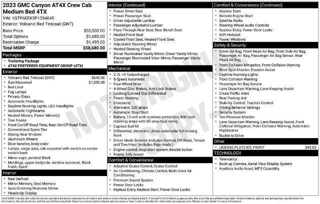 2023 GMC Canyon Crew Cab Short Box 4-Wheel Drive AT4X