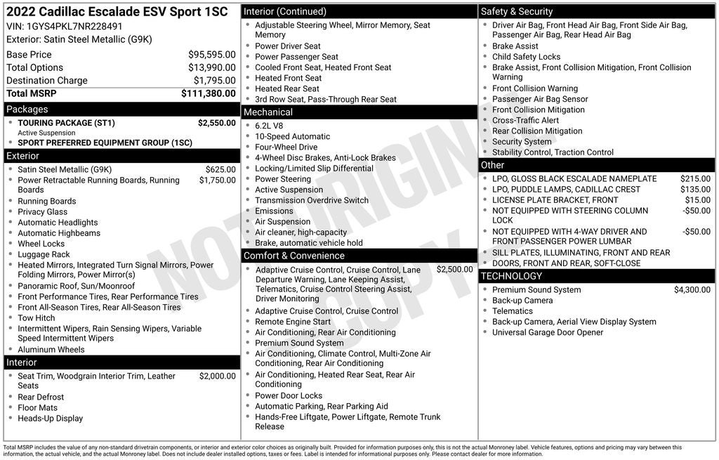 2022 Cadillac Escalade ESV Sport