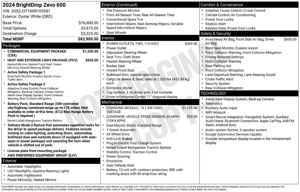 2024 BrightDrop Zevo 600 Base