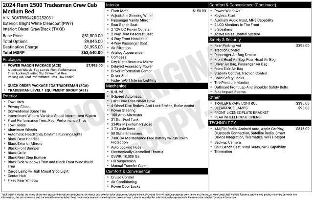 2024 RAM 2500 Tradesman 4x4 Crew Cab 6'4" Box