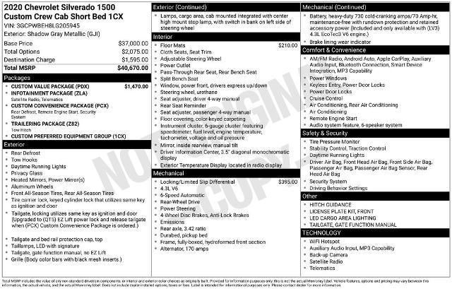 2020 Chevrolet Silverado 1500 Crew Cab Short Box 2-Wheel Drive Custom