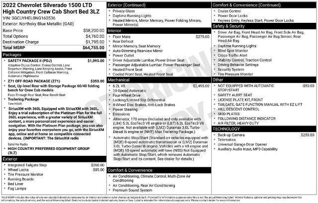 2022 Chevrolet Silverado 1500 LTD Crew Cab Short Box 4-Wheel Drive High Country