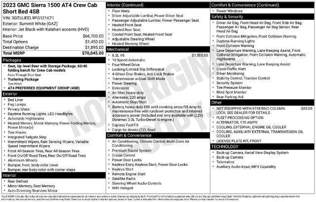 2023 GMC Sierra 1500 Crew Cab Short Box 4-Wheel Drive AT4