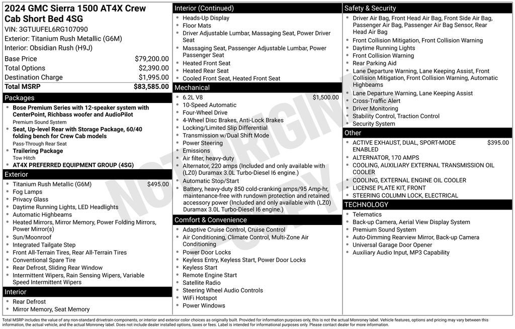 2024 GMC Sierra 1500 Crew Cab Short Box 4-Wheel Drive AT4X