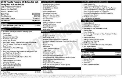 2023 Toyota Tacoma 2WD 2WD SR Access Cab 6' Bed I4 AT (GS)
