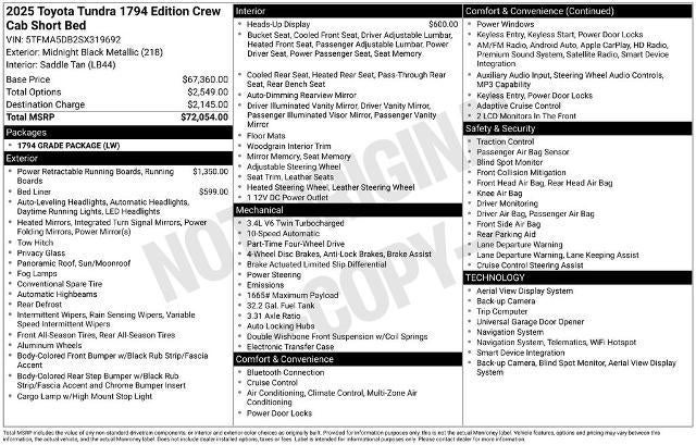 2025 Toyota Tundra 4WD 4WD 1794 Edition CrewMax 5.5' Bed (Natl)
