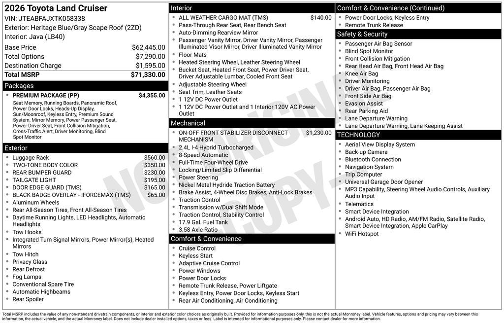 2026 Toyota Land Cruiser Base