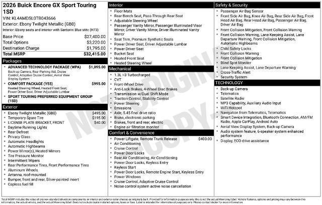 2026 Buick Encore GX Sport Touring FWD
